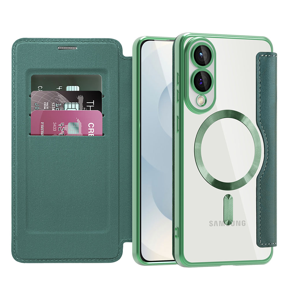 Capa MagSafe para Samsung Galaxy S25 Edge S937, Techsuit, SmartMag Book, Verde