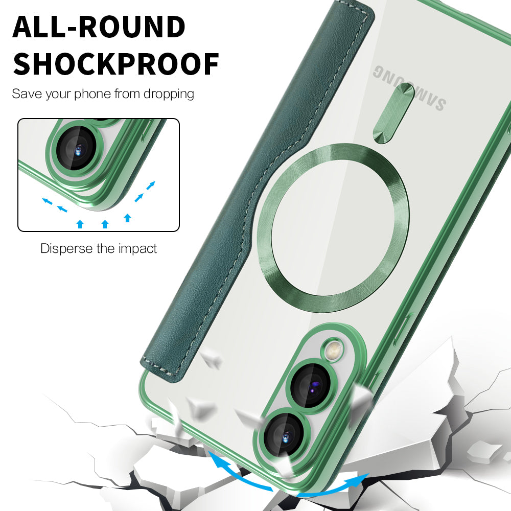 Capa MagSafe para Samsung Galaxy S25 Edge S937, Techsuit, SmartMag Book, Verde