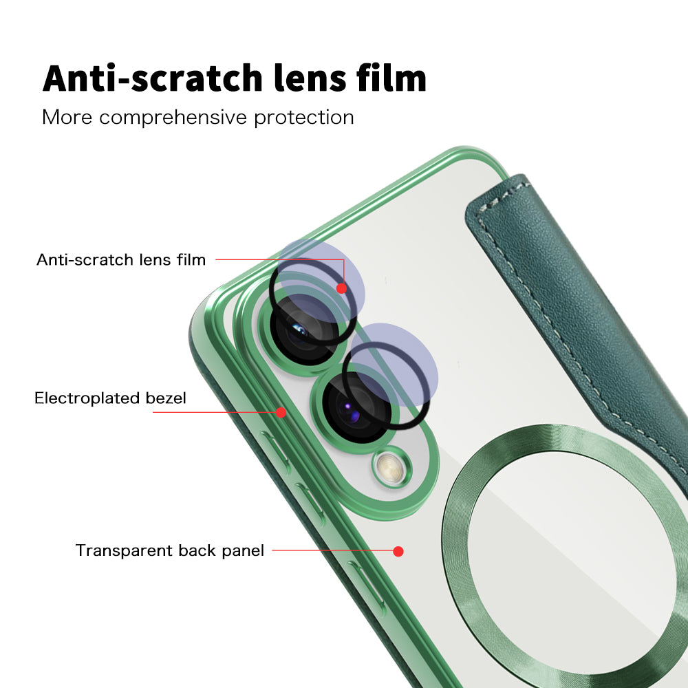 Capa MagSafe para Samsung Galaxy S25 Edge S937, Techsuit, SmartMag Book, Verde