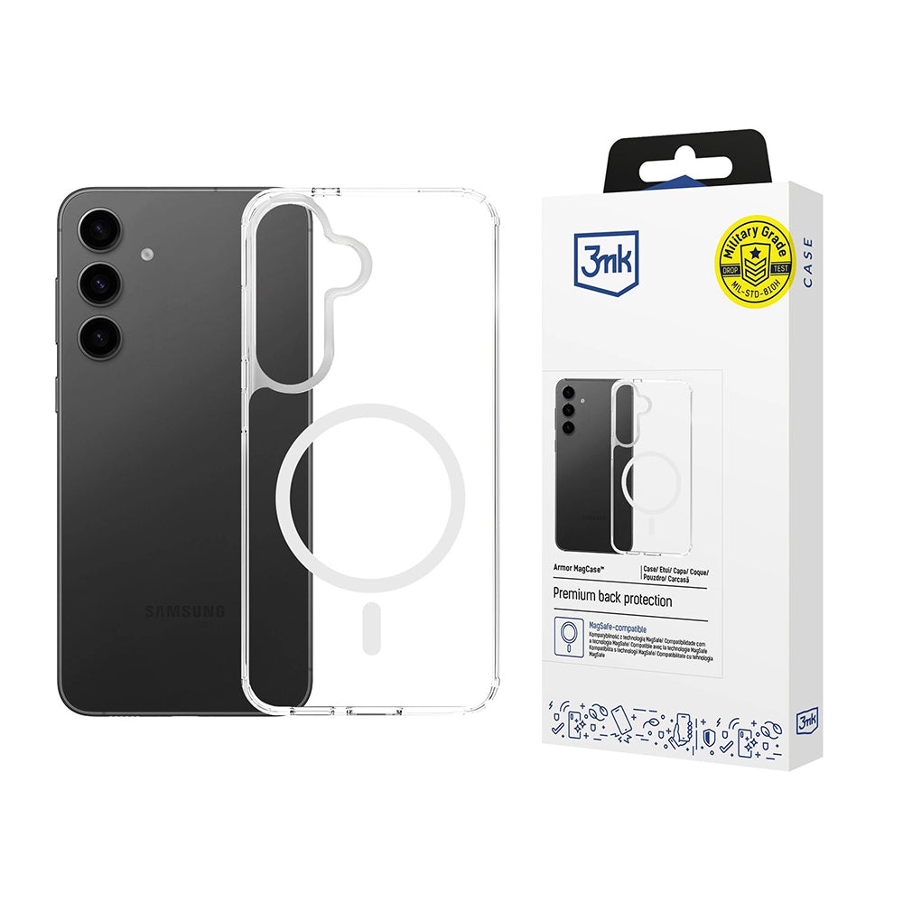 Capa MagSafe para Samsung Galaxy S25 FE, 3MK, Armor MagCase, Transparente