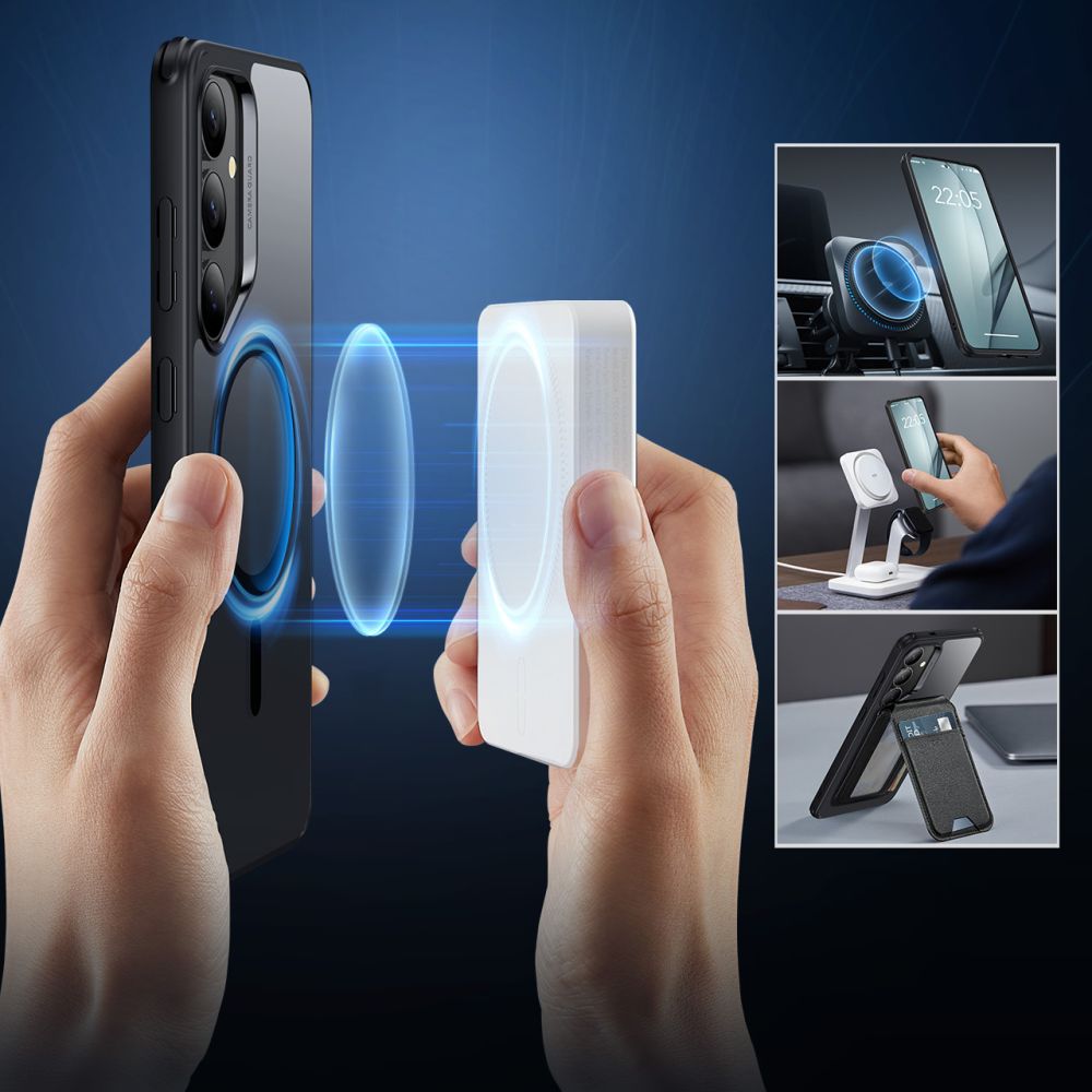 Capa MagSafe para Samsung Galaxy S25+ S936, ESR, Classic Hybrid, Preta Transparente