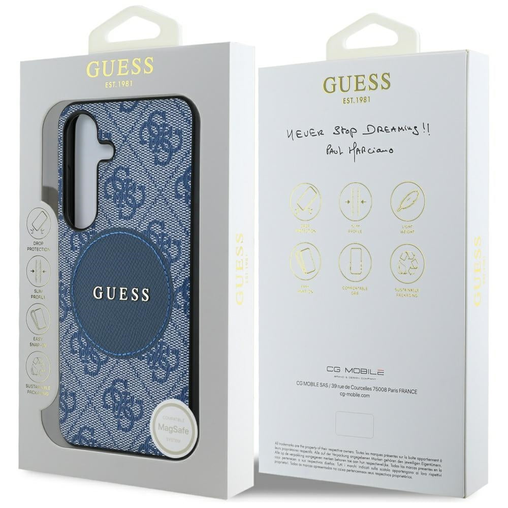 MagSafe Case for Samsung Galaxy S25+ S936, Guess, 4G Circle Classic Logo, Blue