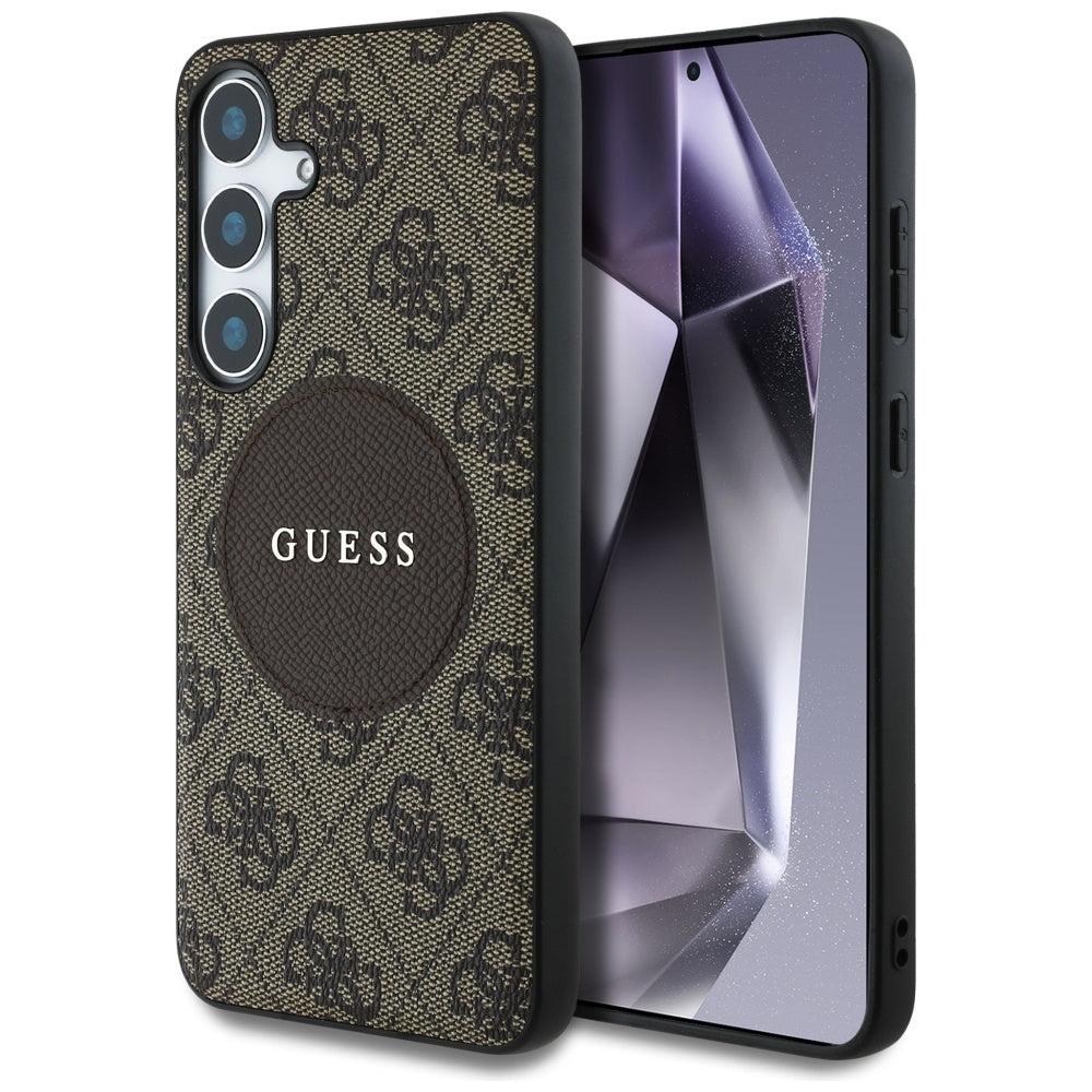 Capa MagSafe para Samsung Galaxy S25+ S936, Guess, 4G Circle Classic Logo, Castanho