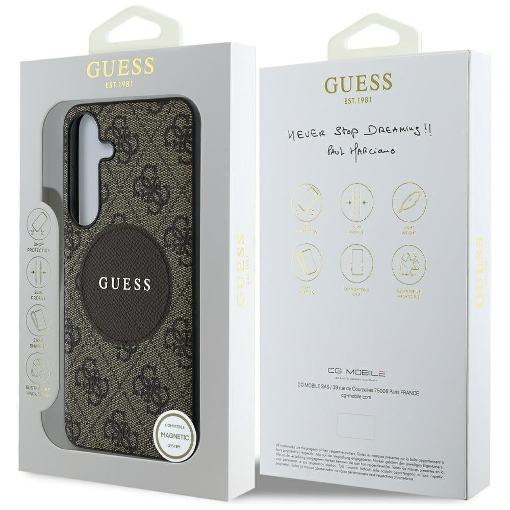 Capa MagSafe para Samsung Galaxy S25+ S936, Guess, 4G Circle Classic Logo, Castanho