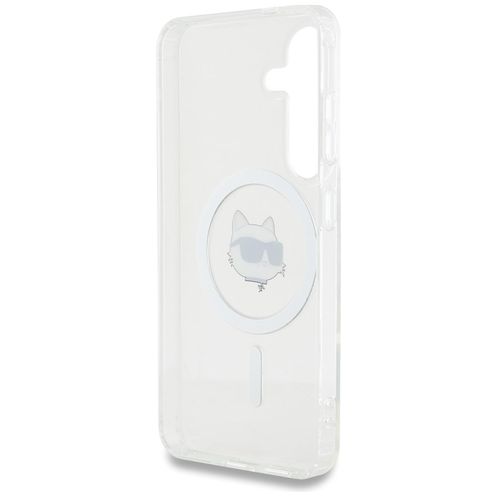 Capa MagSafe para Samsung Galaxy S25+ S936, Karl Lagerfeld, IML Choupette's Head, Branca.