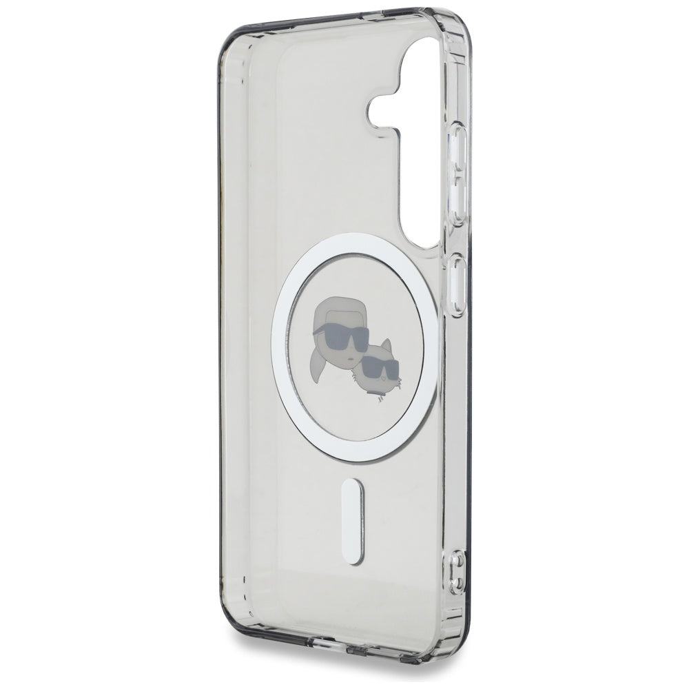 Capa MagSafe para Samsung Galaxy S25+ S936, Karl Lagerfeld, IML Metal Karl & Choupette's Heads, Preta