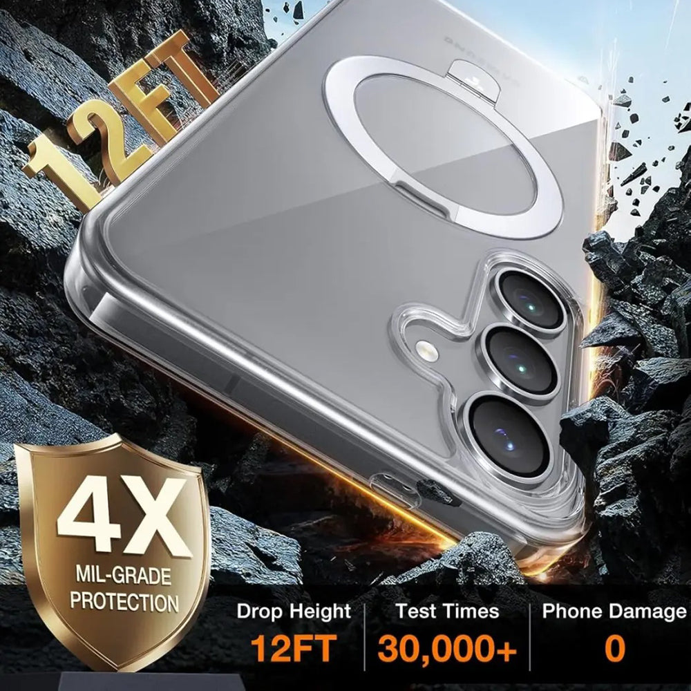 Capa MagSafe para Samsung Galaxy S25+ S936, Torras, Ostand, Transparente