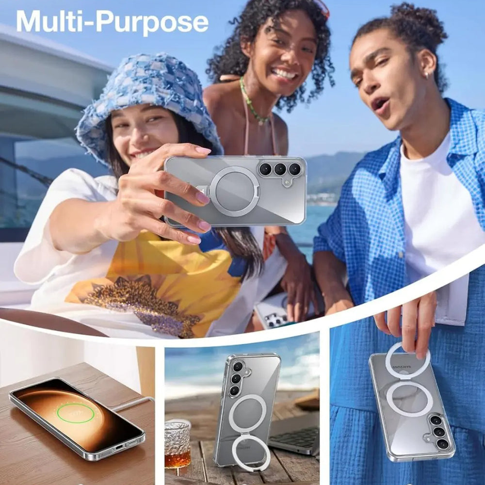Capa MagSafe para Samsung Galaxy S25+ S936, Torras, Ostand, Transparente