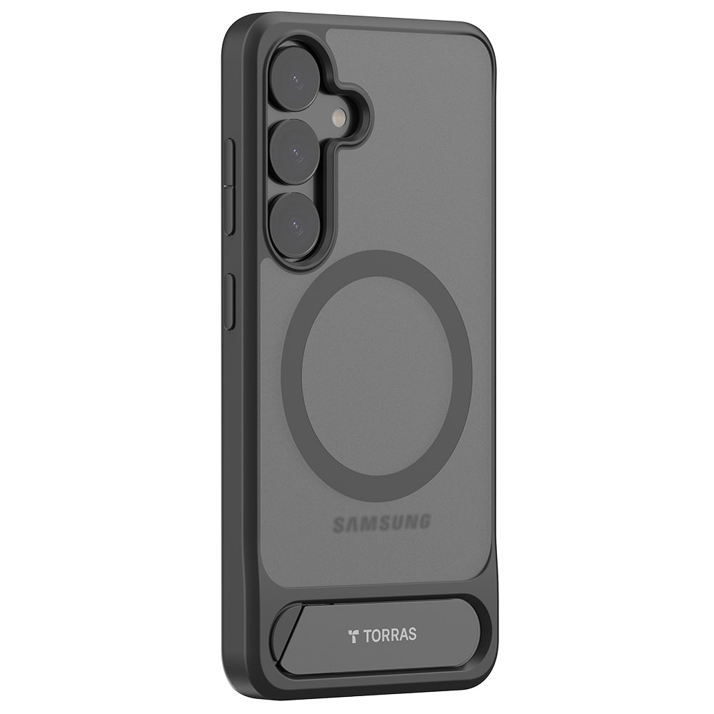 Capa MagSafe para Samsung Galaxy S25+ S936, Torras, Pstand, Preta