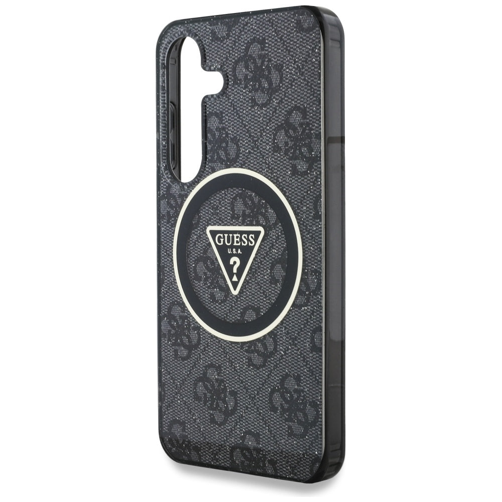 Capa MagSafe para Samsung Galaxy S25 S931, Guess, IML Glitter 4G Circle Triangle, Preta