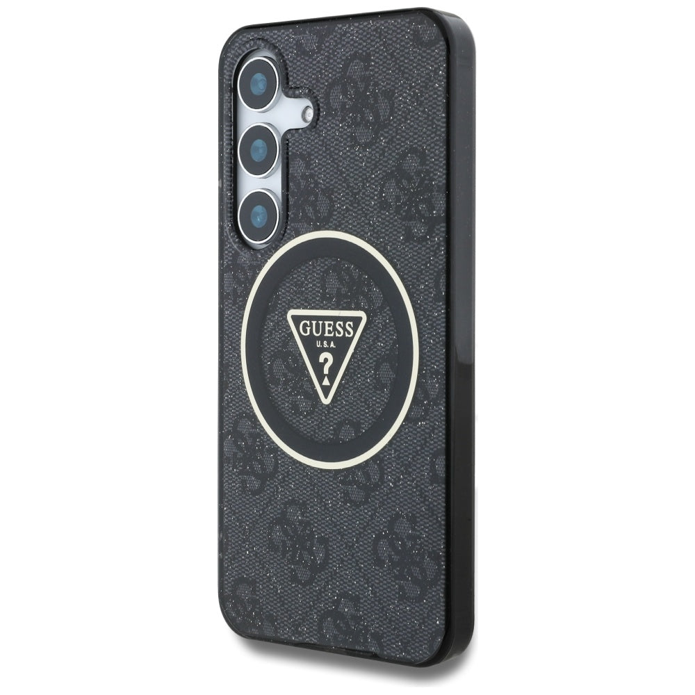 Capa MagSafe para Samsung Galaxy S25 S931, Guess, IML Glitter 4G Circle Triangle, Preta