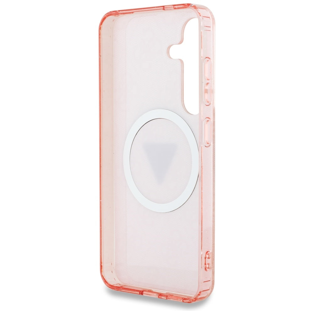 Capa MagSafe para Samsung Galaxy S25 S931, Guess, IML Glitter 4G Circle Triangle, Rosa