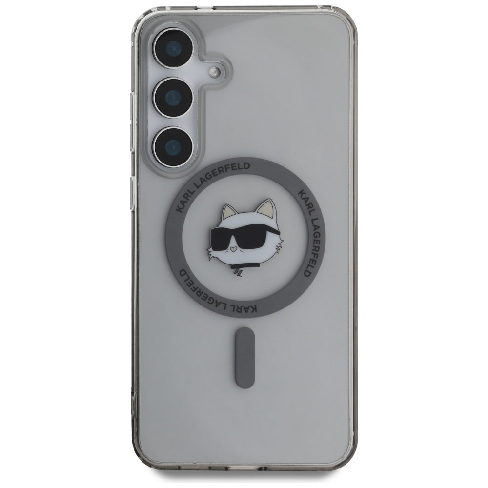 Capa MagSafe para Samsung Galaxy S25 S931, Karl Lagerfeld, IML Choupette's Head, Preta.