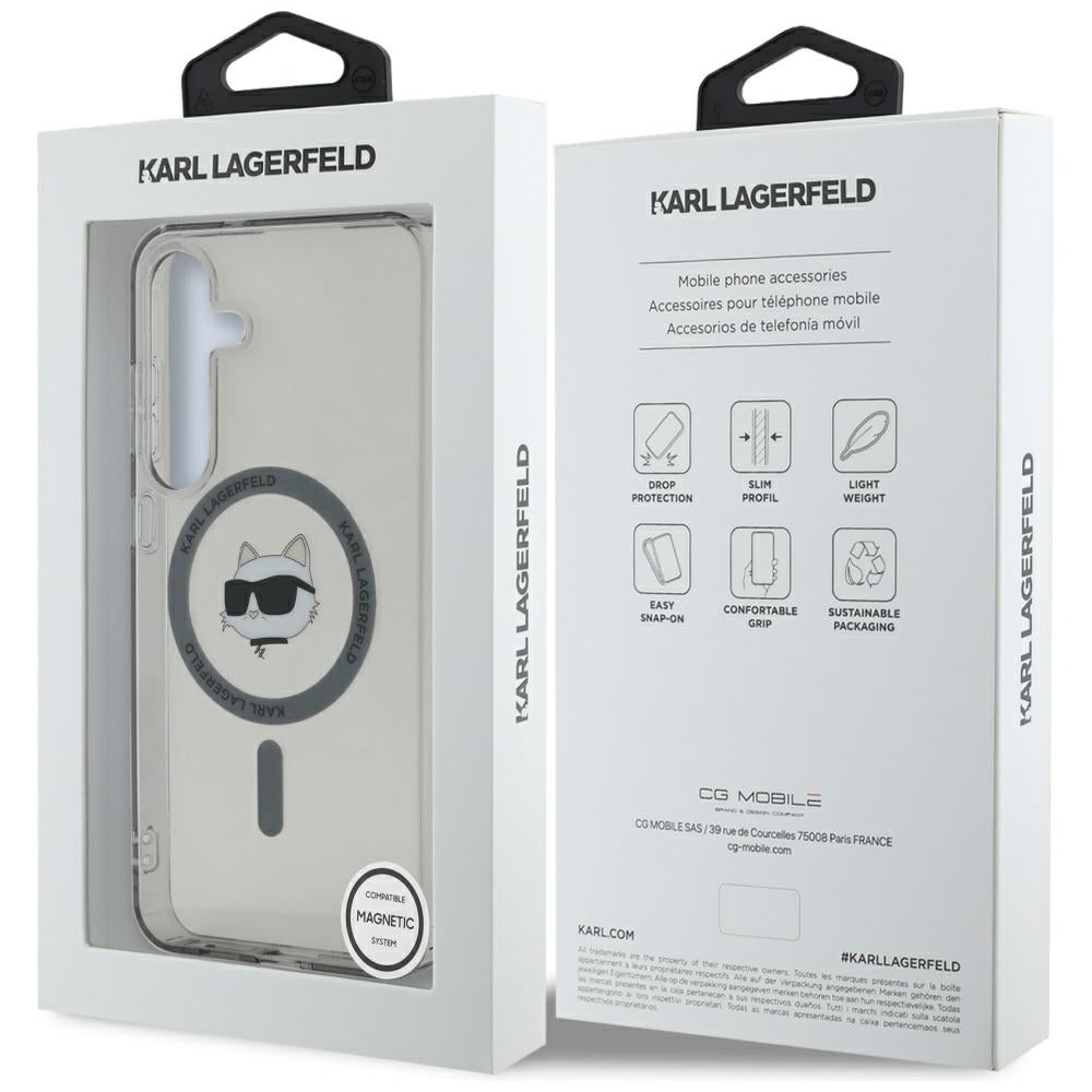 Capa MagSafe para Samsung Galaxy S25 S931, Karl Lagerfeld, IML Choupette's Head, Preta.