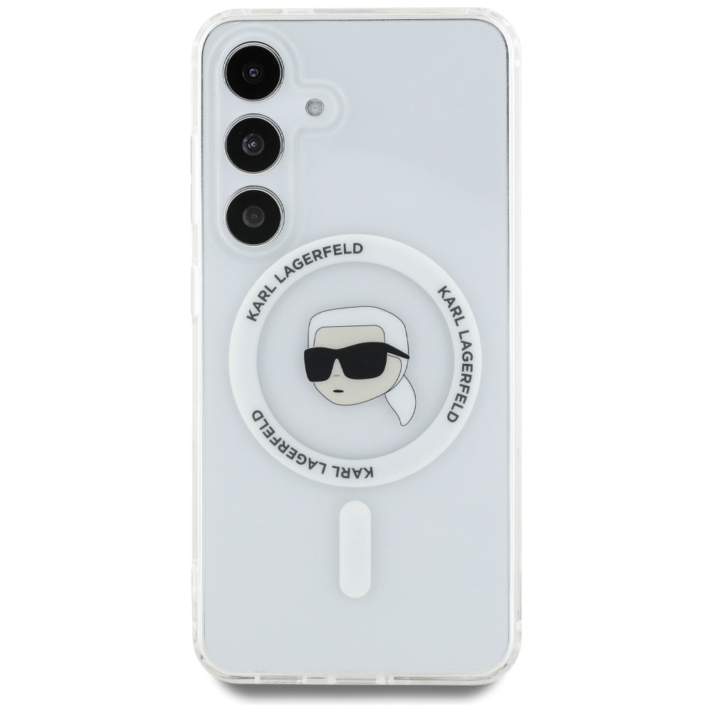 Capa MagSafe para Samsung Galaxy S25 S931, Karl Lagerfeld, IML Karl's Head, Branca