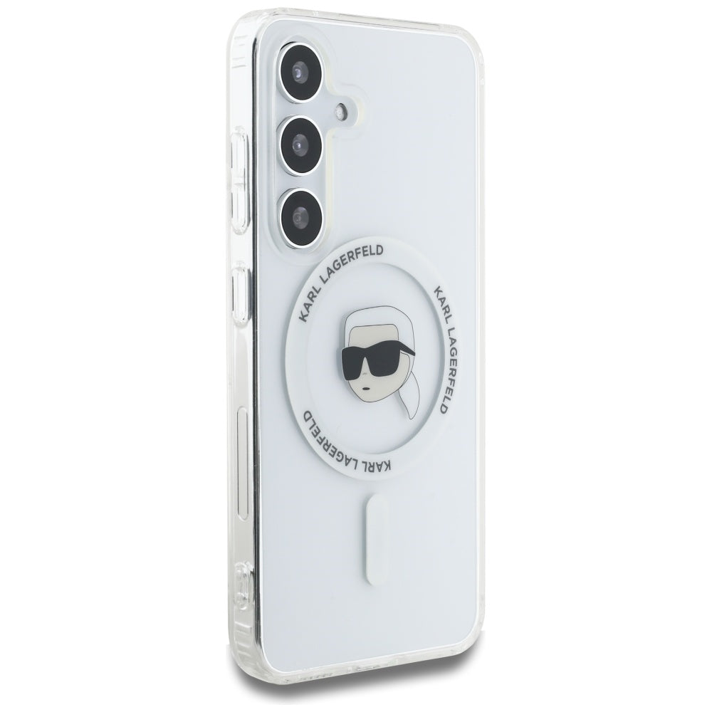 Capa MagSafe para Samsung Galaxy S25 S931, Karl Lagerfeld, IML Karl's Head, Branca
