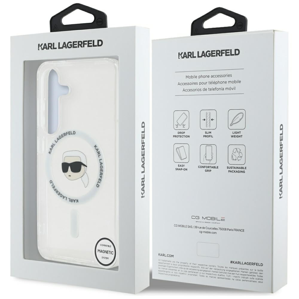 Capa MagSafe para Samsung Galaxy S25 S931, Karl Lagerfeld, IML Karl's Head, Branca