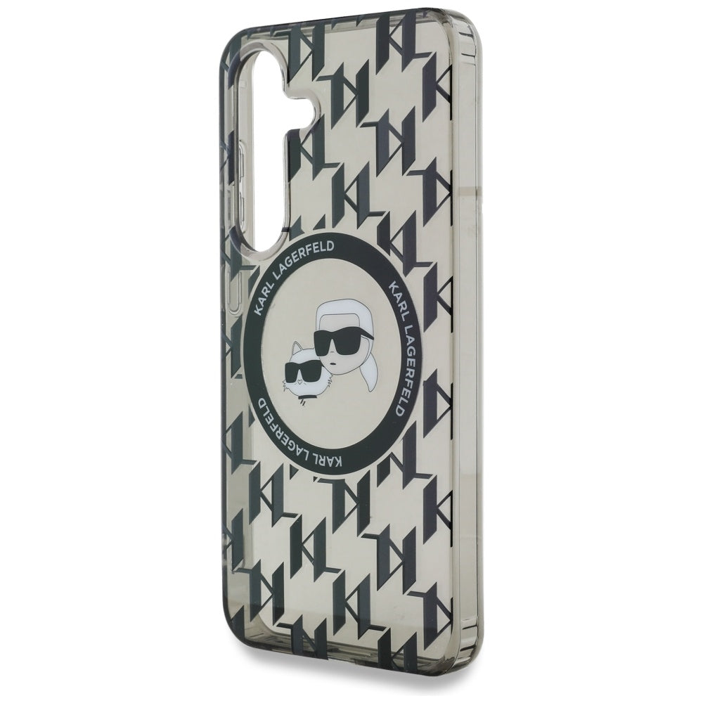 Capa MagSafe para Samsung Galaxy S25 S931, Karl Lagerfeld, IML Monogram Karl & Choupette's Heads, Preta.
