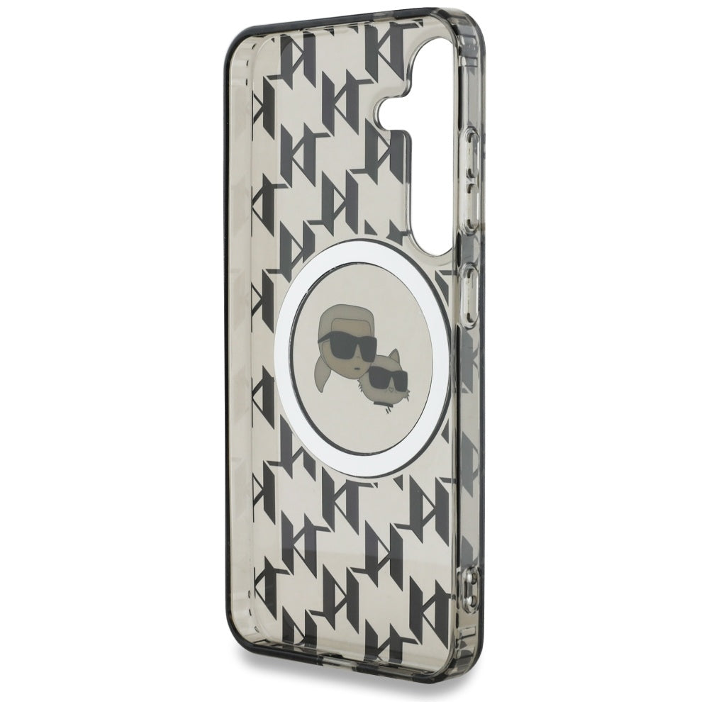 Capa MagSafe para Samsung Galaxy S25 S931, Karl Lagerfeld, IML Monogram Karl & Choupette's Heads, Preta.