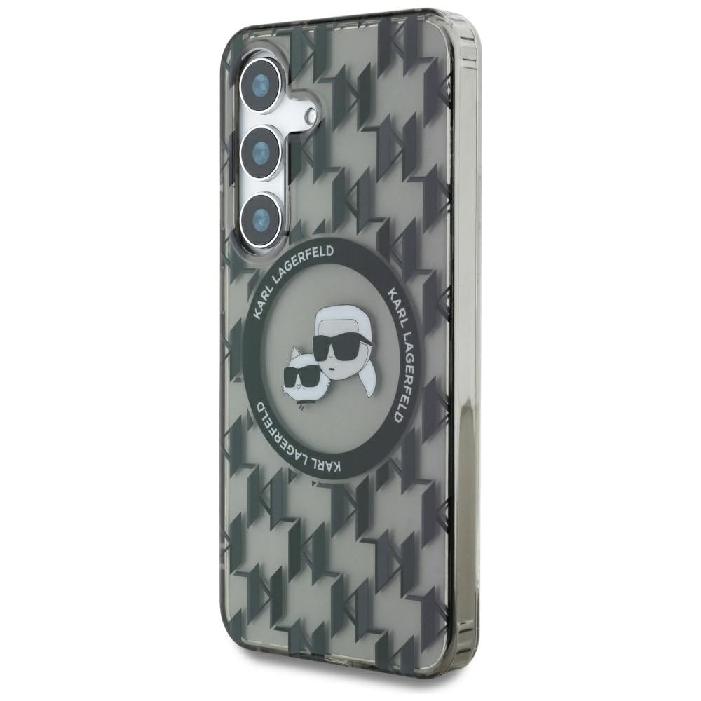 Capa MagSafe para Samsung Galaxy S25 S931, Karl Lagerfeld, IML Monogram Karl & Choupette's Heads, Preta.
