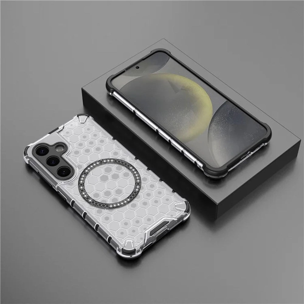 Capa MagSafe para Samsung Galaxy S25 S931, Techsuit, HoneyComb Shield, Branca