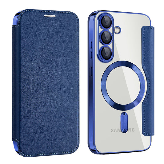 Capa MagSafe para Samsung Galaxy S25 S931, Techsuit, SmartMag Book, Azul