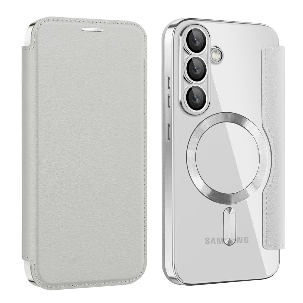 Capa MagSafe para Samsung Galaxy S25 S931, Techsuit, SmartMag Book, Cinzenta