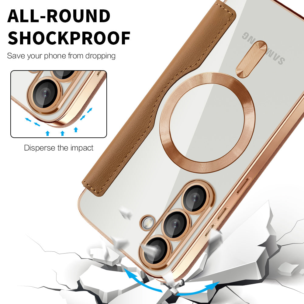Capa MagSafe para Samsung Galaxy S25 S931, Techsuit, SmartMag Book, Castanha