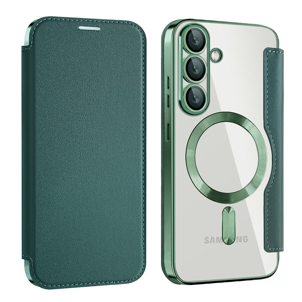 Capa MagSafe para Samsung Galaxy S25 S931, Techsuit, SmartMag Book, Verde