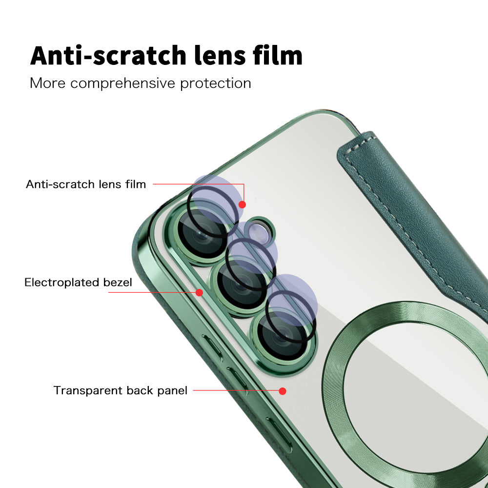 Capa MagSafe para Samsung Galaxy S25 S931, Techsuit, SmartMag Book, Verde