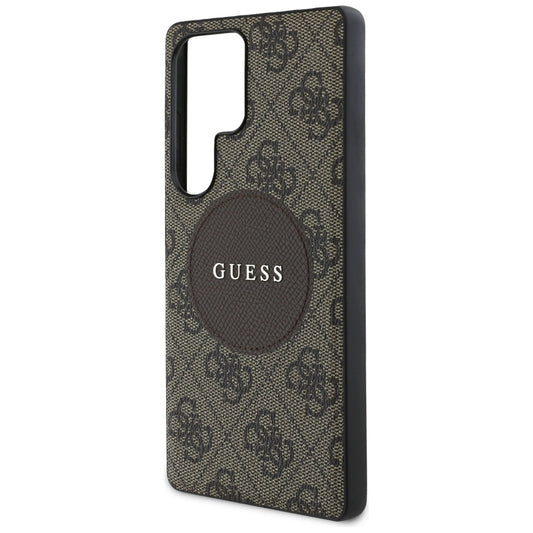 Capa MagSafe para Samsung Galaxy S25 Ultra S938, Guess, 4G Circle Classic Logo, Castanho