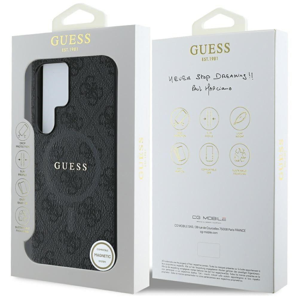 Capa MagSafe para Samsung Galaxy S25 Ultra S938, Guess, 4G Ring Classic Logo, Preta