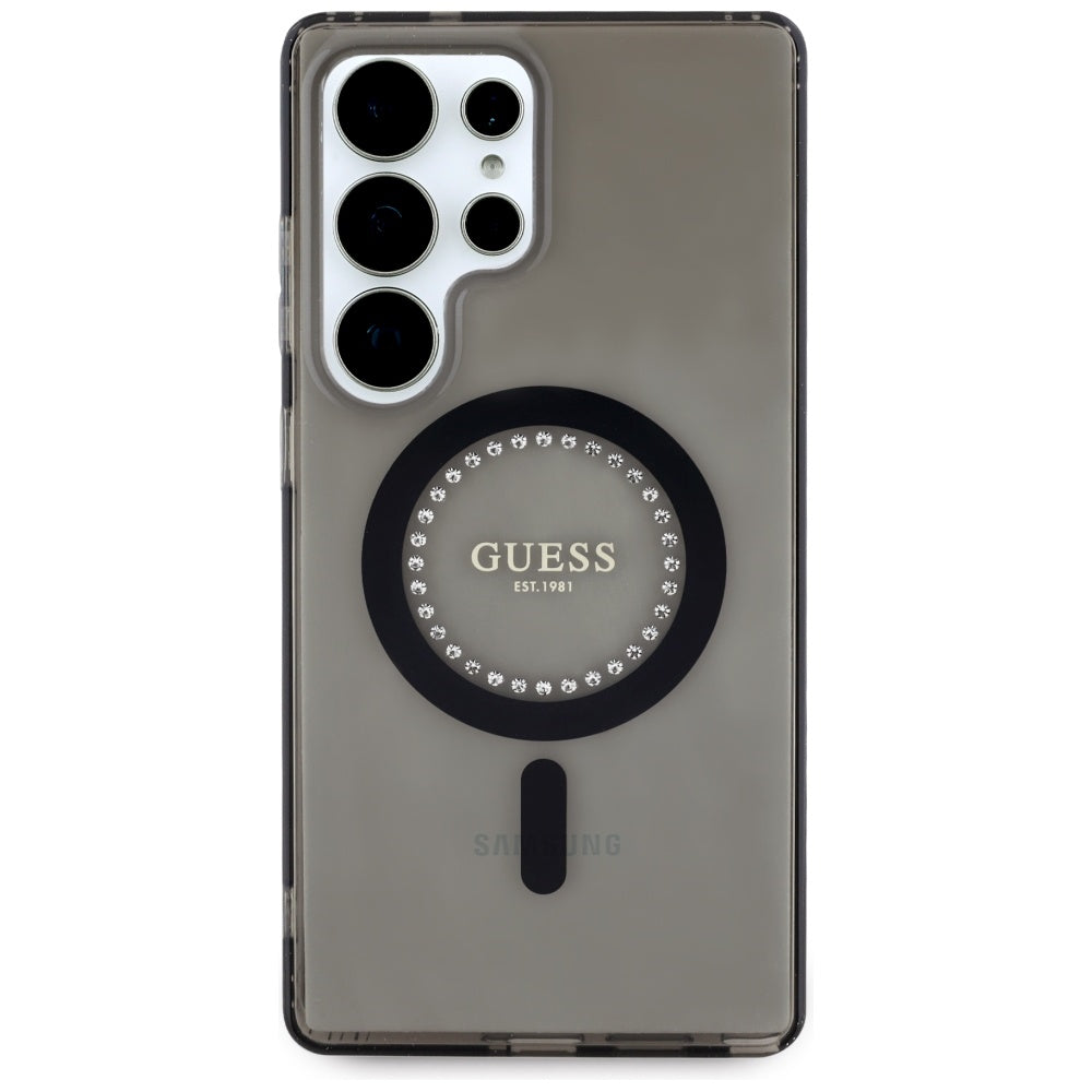Capa MagSafe para Samsung Galaxy S25 Ultra S938, Guess, IML Rhinestone, Preta