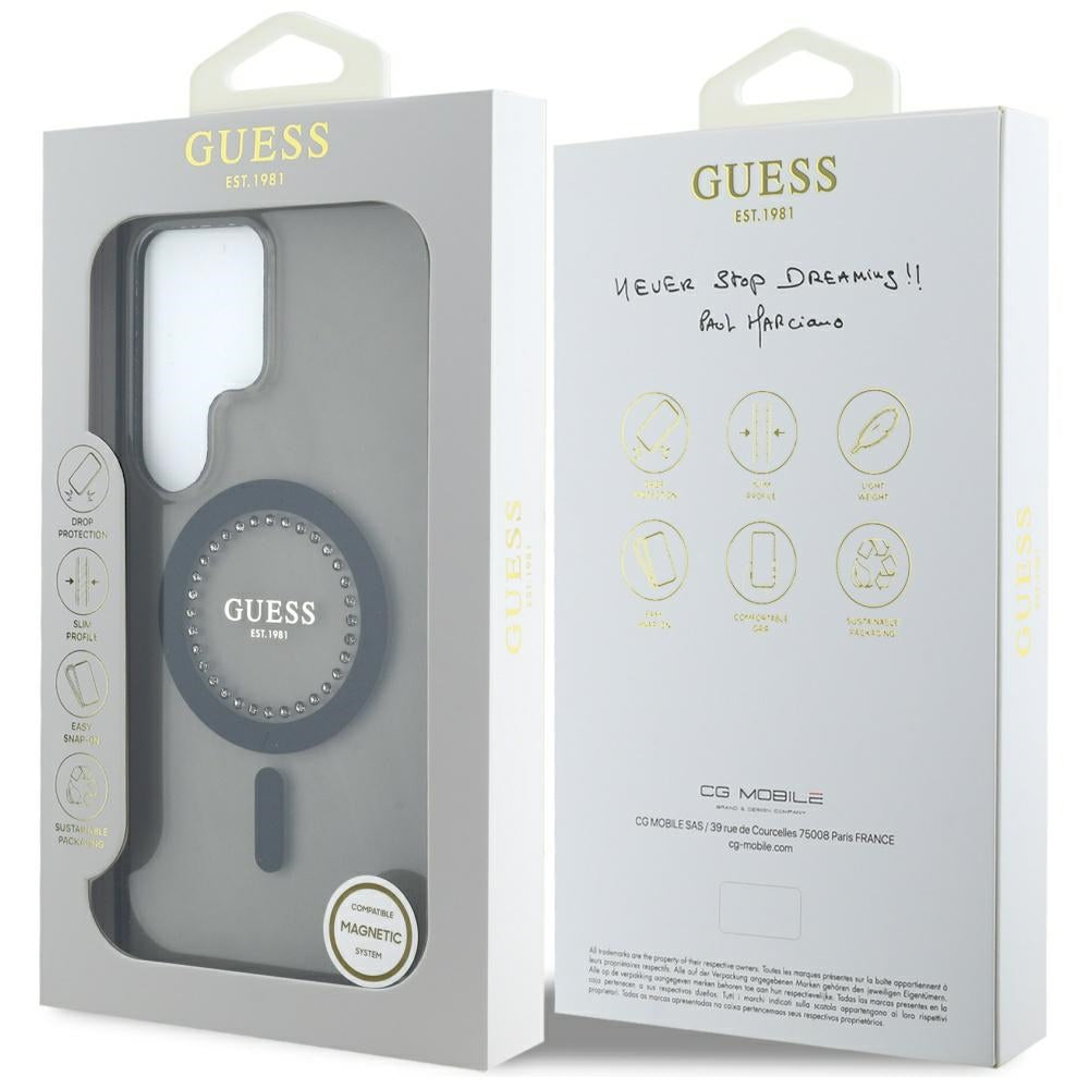 Capa MagSafe para Samsung Galaxy S25 Ultra S938, Guess, IML Rhinestone, Preta