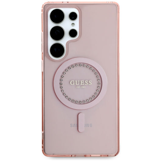 MagSafe Case for Samsung Galaxy S25 Ultra S938, Guess, IML Rhinestone, Pink