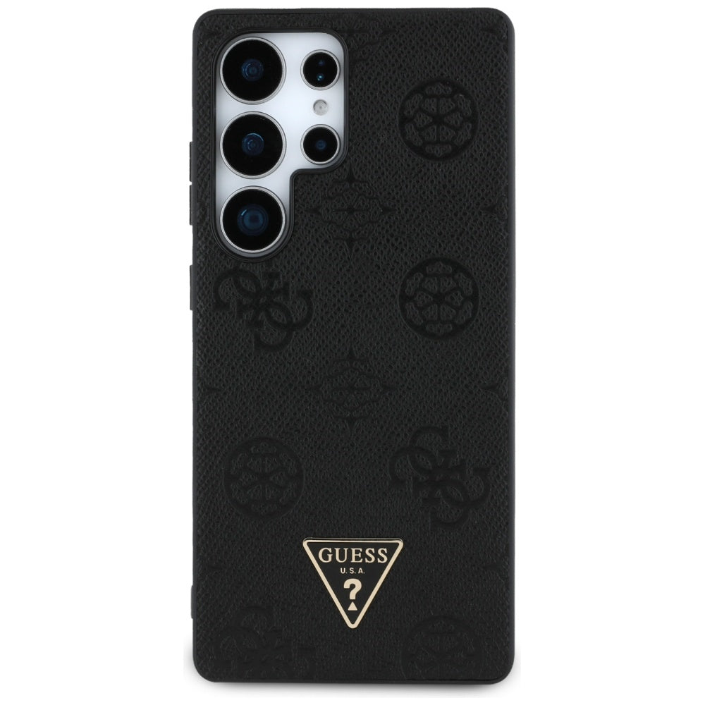 MagSafe Case for Samsung Galaxy S25 Ultra S938, Guess, Peony Grained Hot Stamp Triangle, Black