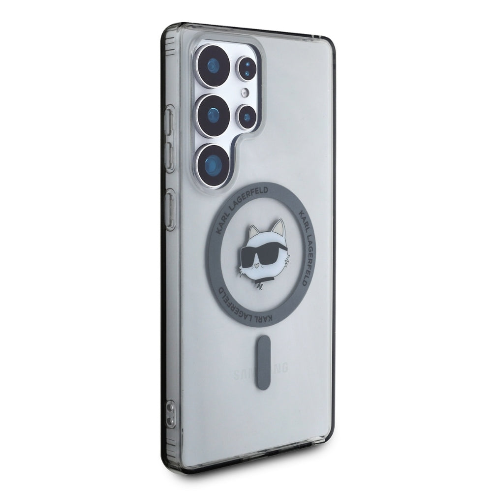 Capa MagSafe para Samsung Galaxy S25 Ultra S938, Karl Lagerfeld, IML Choupette's Head, Preta.