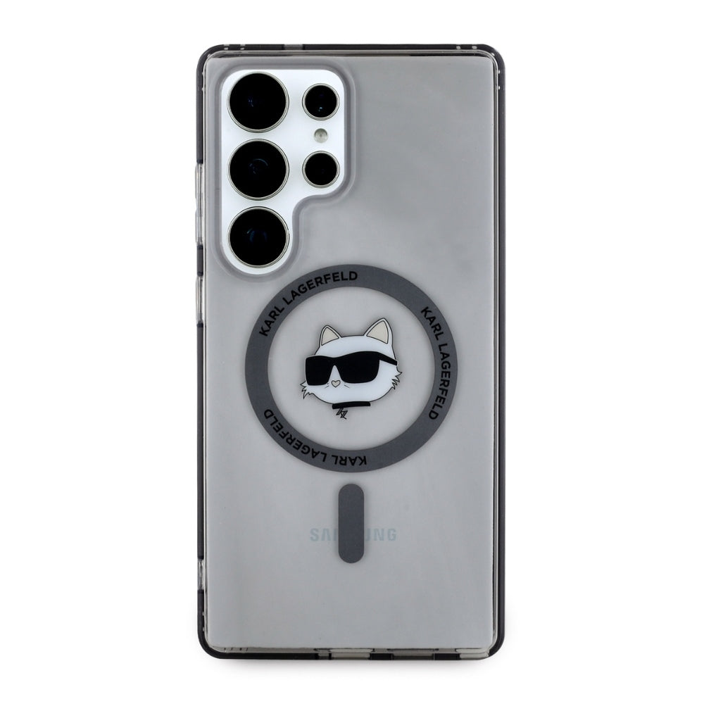 Capa MagSafe para Samsung Galaxy S25 Ultra S938, Karl Lagerfeld, IML Choupette's Head, Preta.