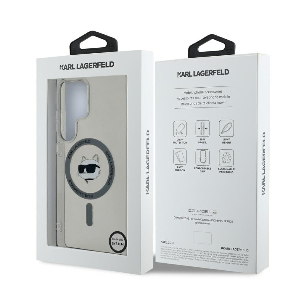 Capa MagSafe para Samsung Galaxy S25 Ultra S938, Karl Lagerfeld, IML Choupette's Head, Preta.