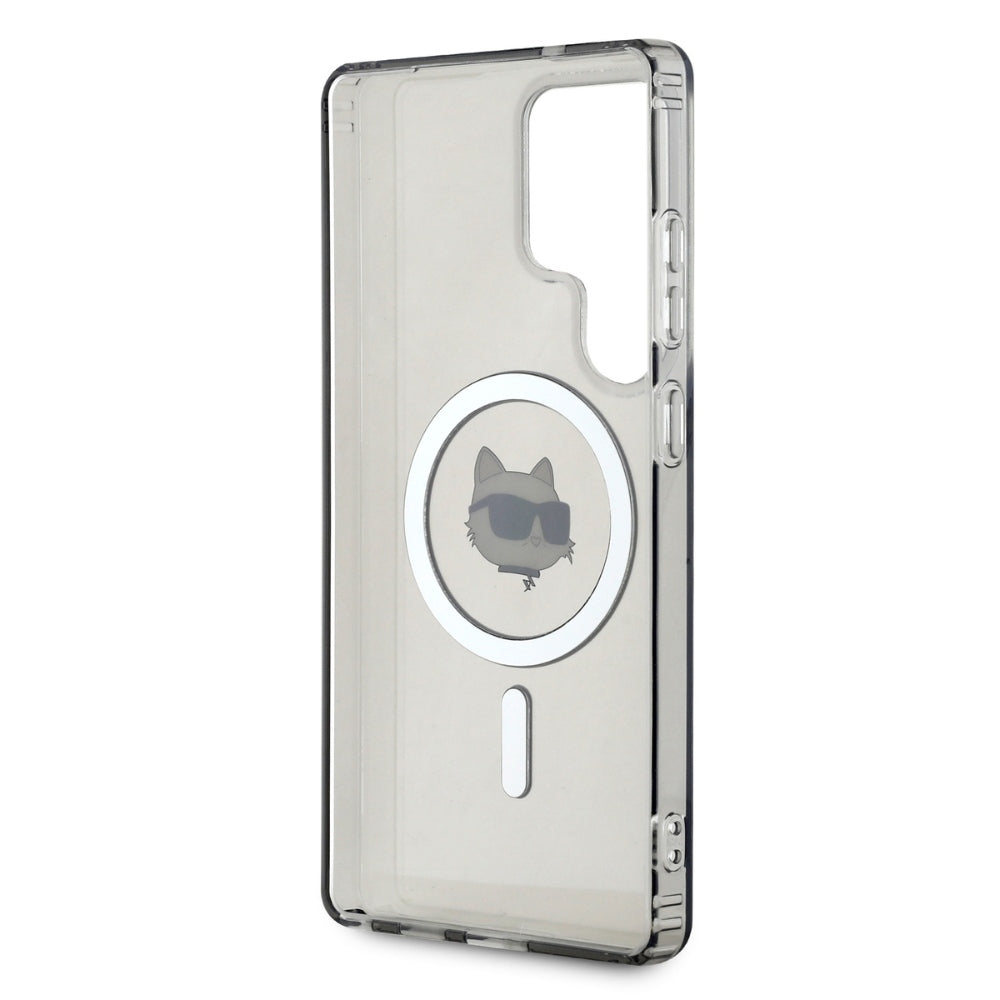 Capa MagSafe para Samsung Galaxy S25 Ultra S938, Karl Lagerfeld, IML Choupette's Head, Preta.