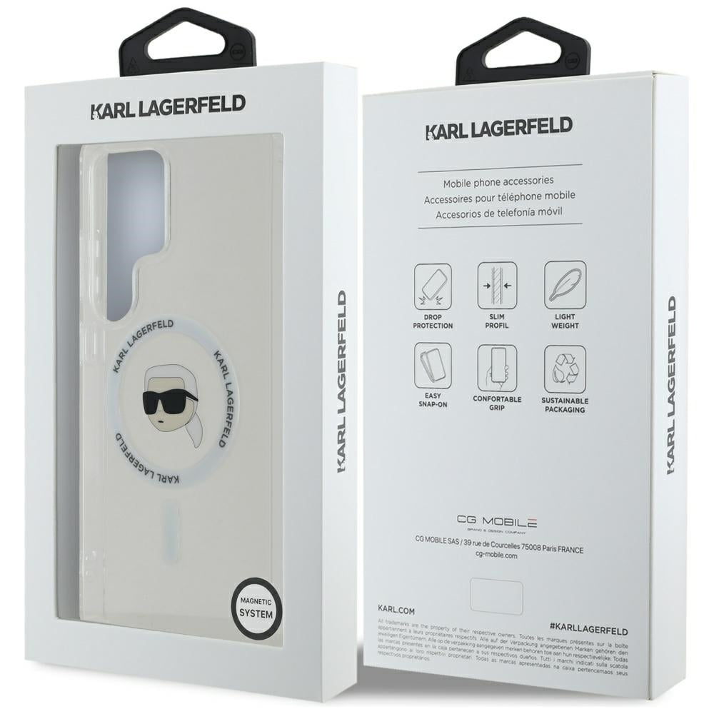 Capa MagSafe para Samsung Galaxy S25 Ultra S938, Karl Lagerfeld, IML Karl's Head, Branca