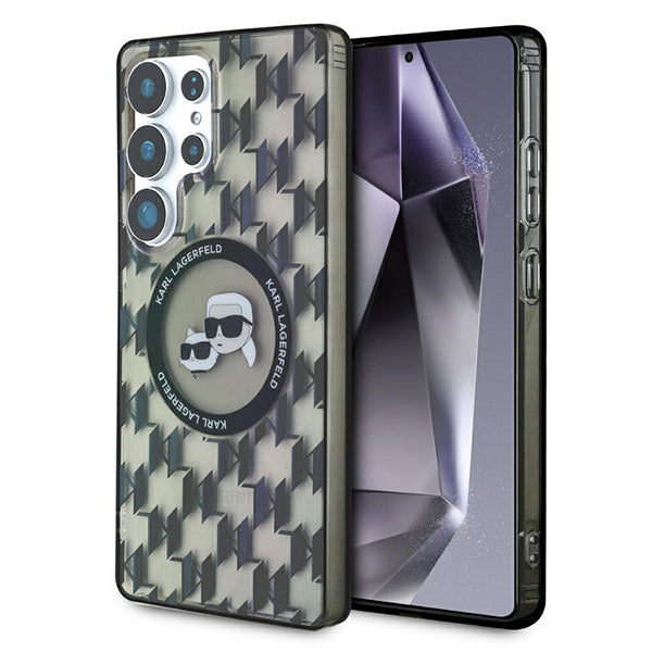 Capa MagSafe para Samsung Galaxy S25 Ultra S938, Karl Lagerfeld, IML Monogram Karl & Choupette's Heads, Preta