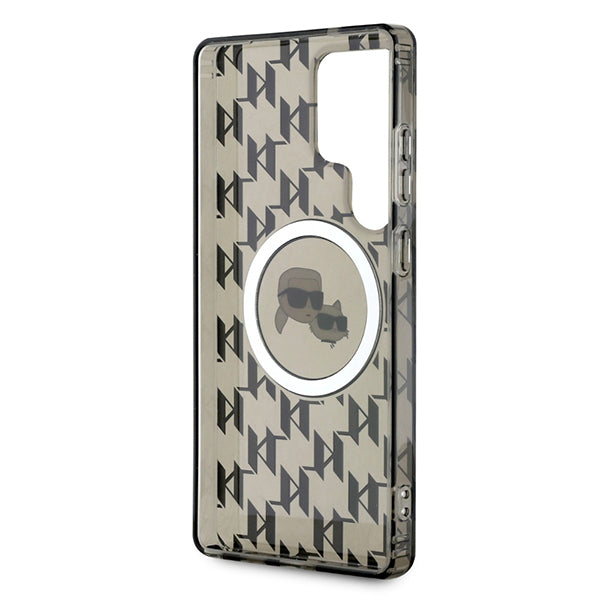 Capa MagSafe para Samsung Galaxy S25 Ultra S938, Karl Lagerfeld, IML Monogram Karl & Choupette's Heads, Preta