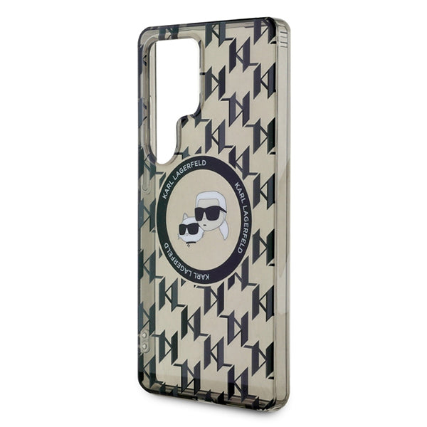 Capa MagSafe para Samsung Galaxy S25 Ultra S938, Karl Lagerfeld, IML Monogram Karl & Choupette's Heads, Preta