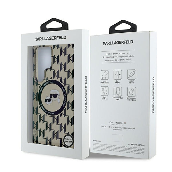Capa MagSafe para Samsung Galaxy S25 Ultra S938, Karl Lagerfeld, IML Monogram Karl & Choupette's Heads, Preta