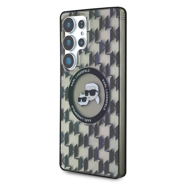 Capa MagSafe para Samsung Galaxy S25 Ultra S938, Karl Lagerfeld, IML Monogram Karl & Choupette's Heads, Preta