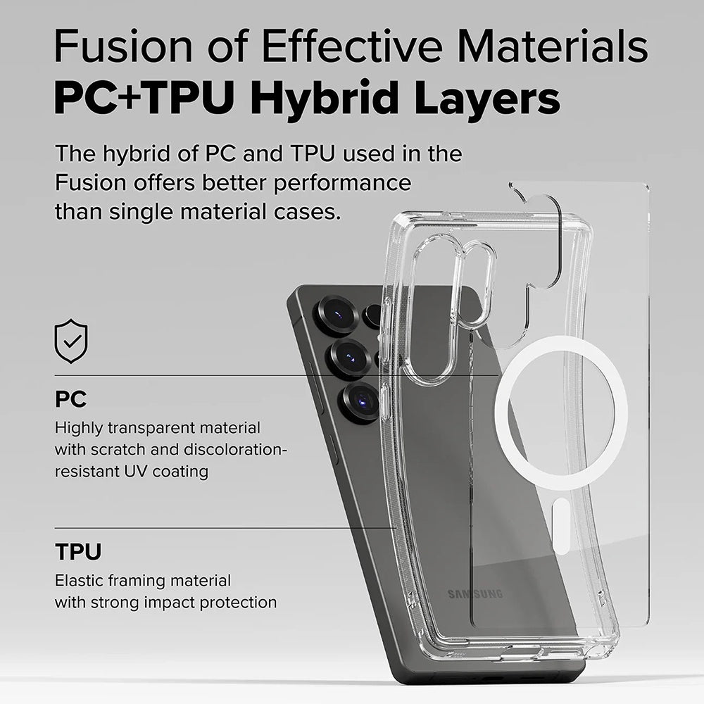 Capa MagSafe para Samsung Galaxy S25 Ultra S938, Ringke, Fusion, Transparente Fosca