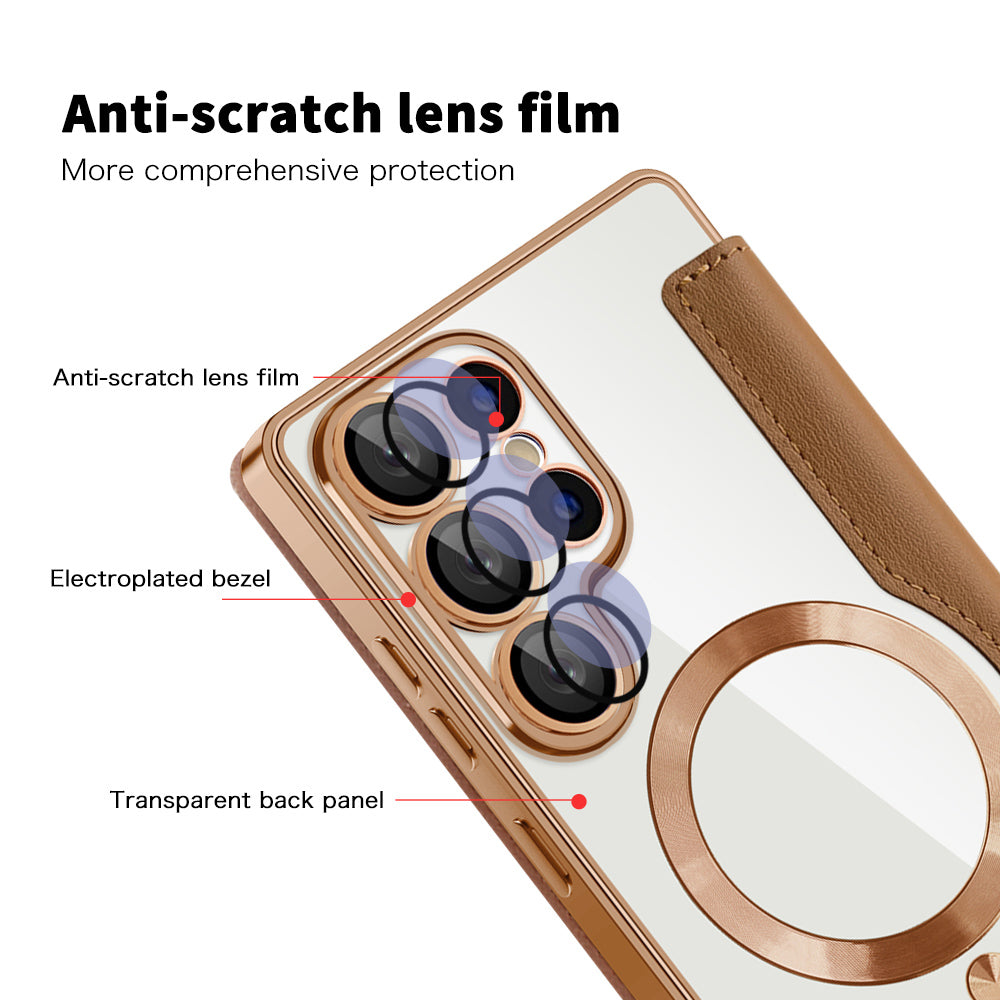 Capa MagSafe para Samsung Galaxy S25 Ultra S938, Techsuit, SmartMag Book, Castanha