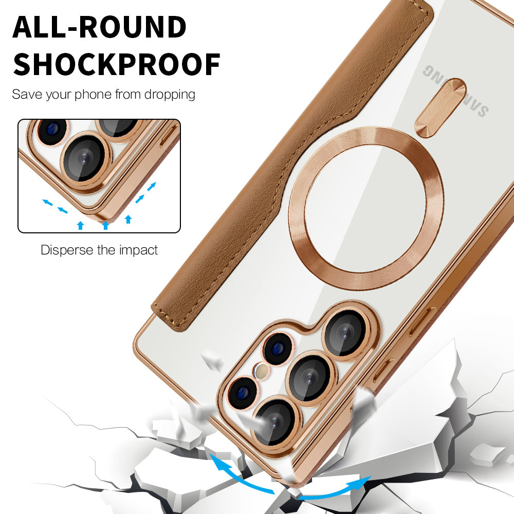 Capa MagSafe para Samsung Galaxy S25 Ultra S938, Techsuit, SmartMag Book, Castanha