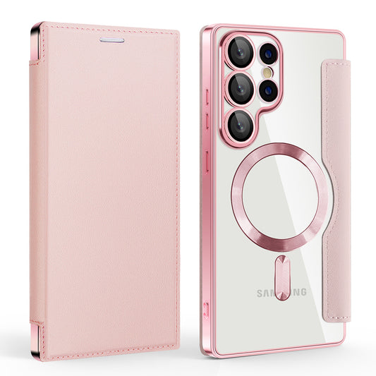 Capa MagSafe para Samsung Galaxy S25 Ultra S938, Techsuit, SmartMag Book, Rosa